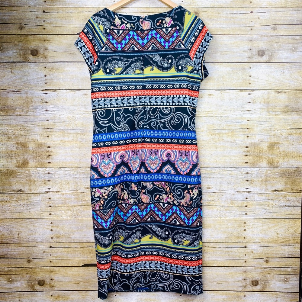 Beige By Eci Pattern Dress Multicolor Cap Sleeve - image 2